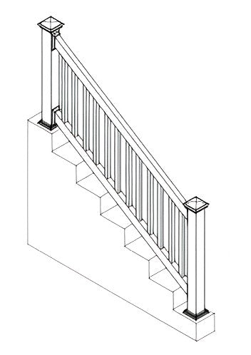 3' Tall x 6' Length - Spindle T-Rail Stair Kit