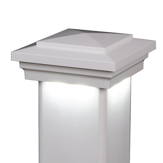 4" x 4" Cape May Downward Low Voltage LED Light Post Cap (Box of 6) For Vinyl Fences