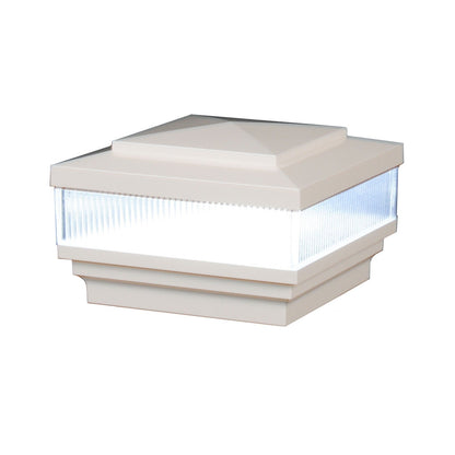 5" x 5" Cape May Scallop Lens Low Voltage LED Light Post Cap (Box of 6) For Vinyl Fences