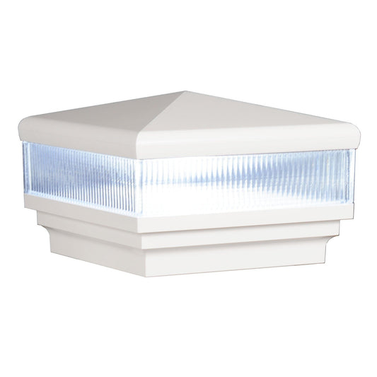 5" x 5" Neptune Scallop Lens Low Voltage LED Light Post Cap (Box of 6) For Vinyl Fences