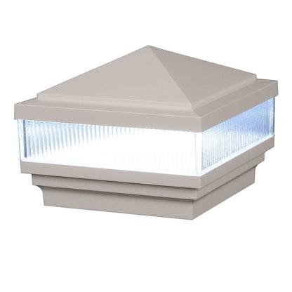 5" x 5" Haven Scallop Lens Low Voltage LED Light Post Cap (Box of 8) For Vinyl Fences