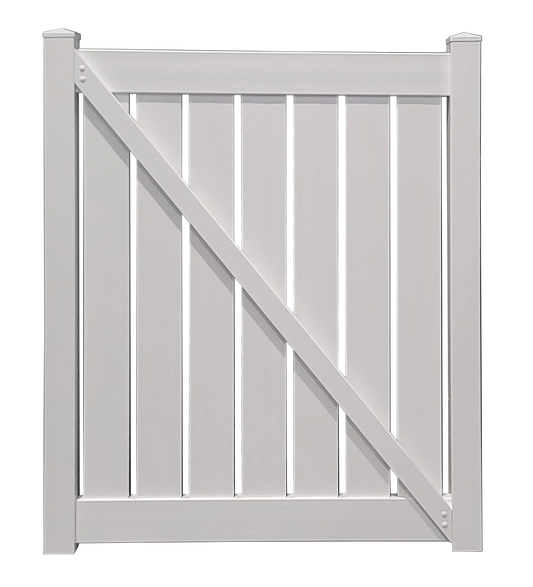 3' x 6' Semi-Privacy White Single Swing Vinyl Gate (AFC-030) For Vinyl Fences