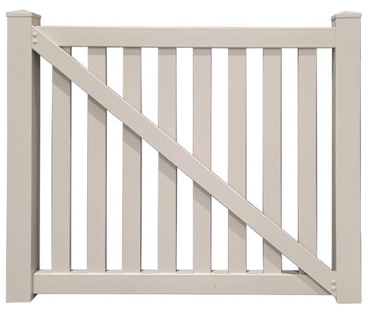 3' x 4' Sandstone Semi-Private Closed Picket Single Swing Vinyl Fence Gate (K-17)